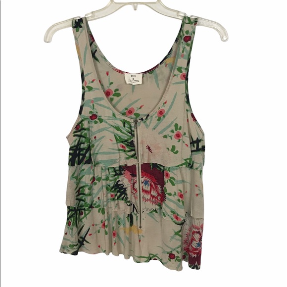 Anthropologie Tops - Anthro Pins and Needles Floral Zip Front Tank Med